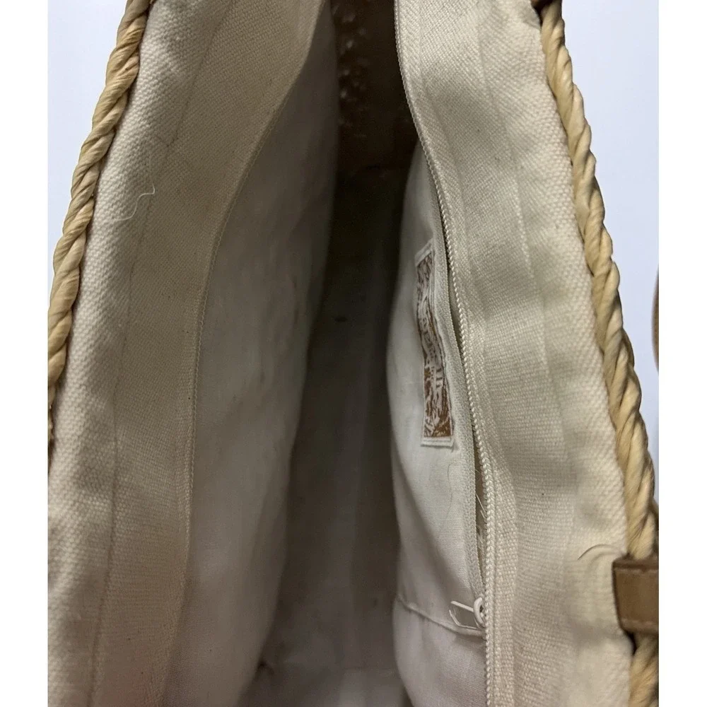 Cappelli Straworld Straw Handbag Lighthouse Sail Boat Purse Tote Bag/